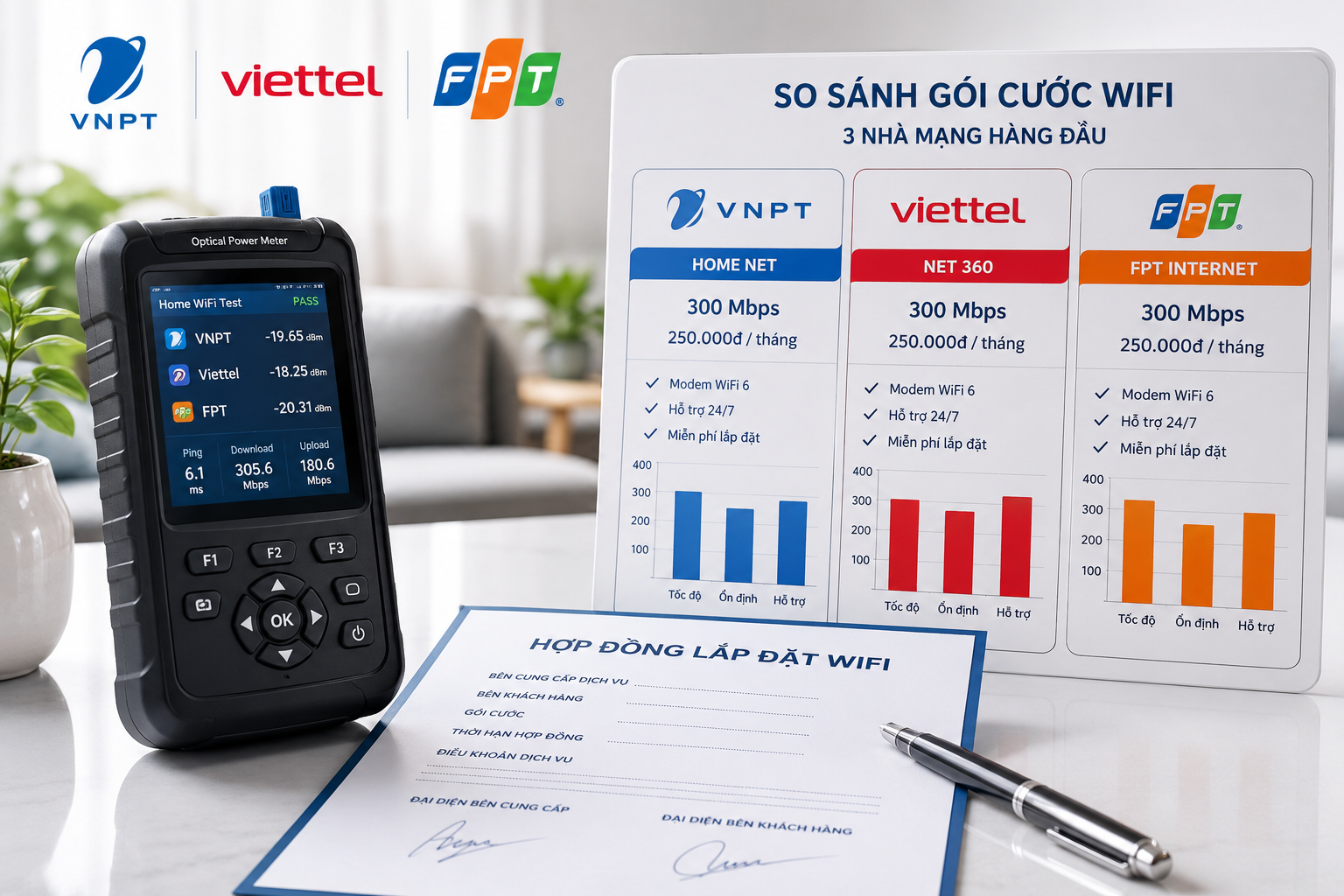 Chi Phí Lắp đặt Wifi Hiện Nay So Sánh Vnpt Viettel Fpt
