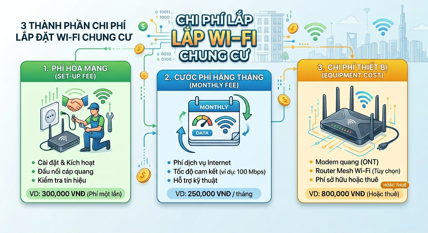 Chi Phí Lắp Wifi Chung Cư Bao Gồm Những Phí Gì