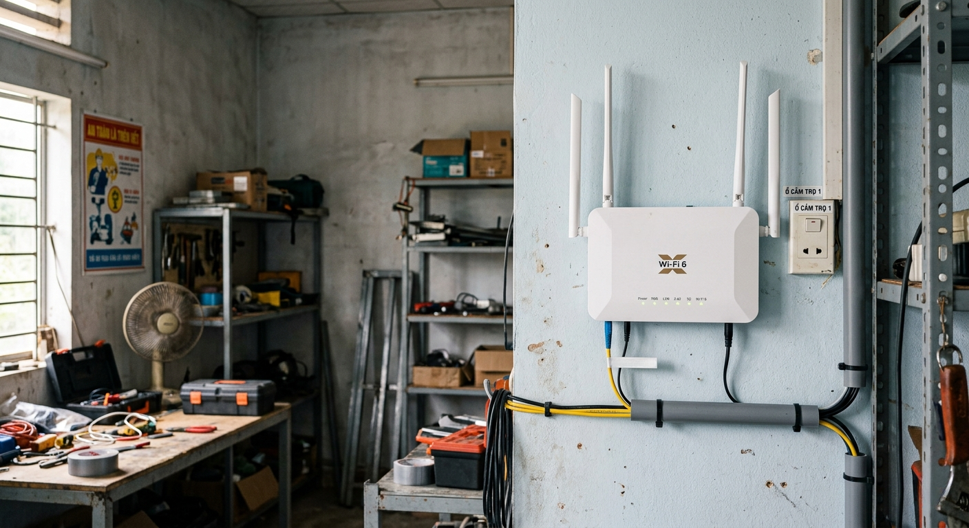 Thiết Bị Modem Wifi 6 được Lắp đặt Tại Nhà Trọ Tân Uyên