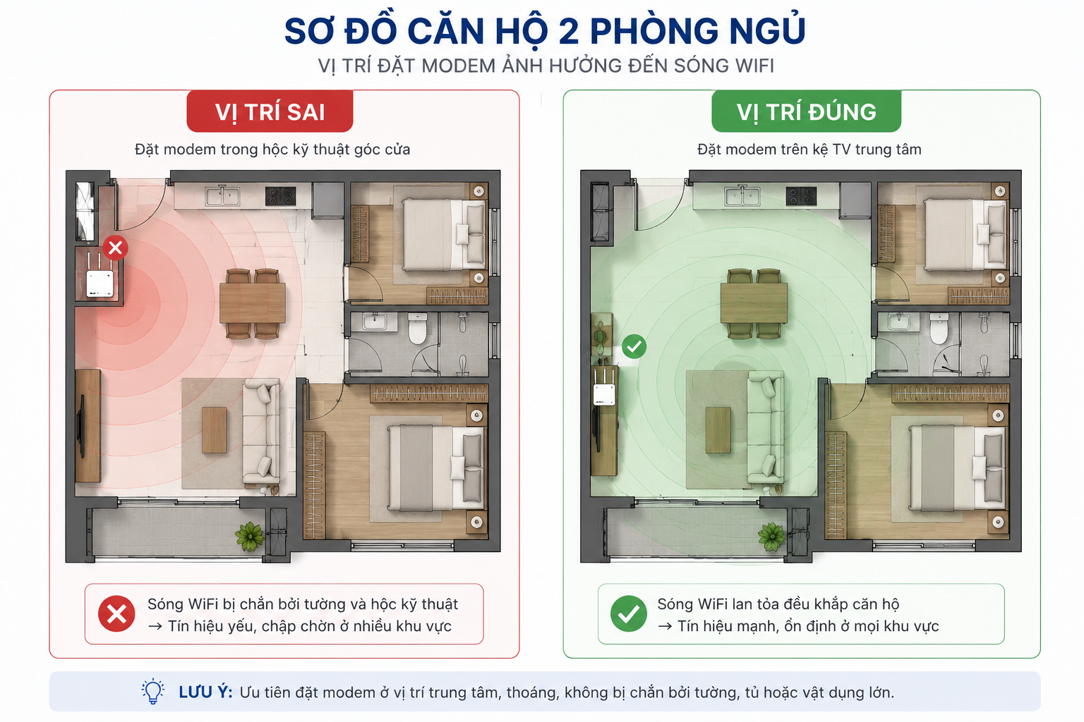 Vị Trí đặt Modem Wifi đúng Trong Chung Cư để Sóng Mạnh Nhất