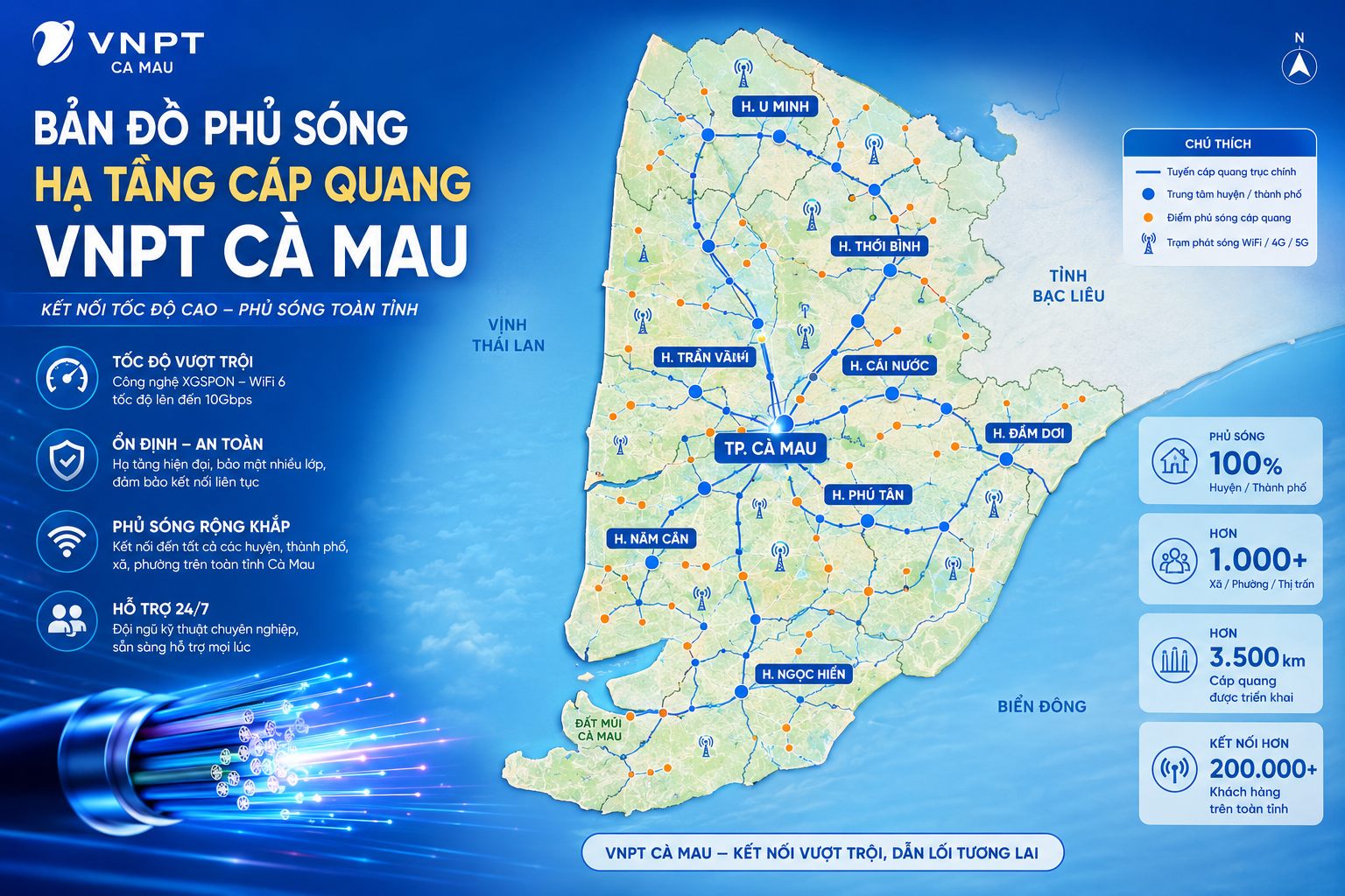 Hạ Tầng Internet Cáp Quang Vnpt Phủ Cà Mau