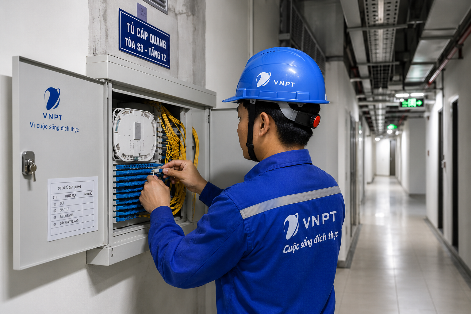 Kỹ Thuật Vnpt Kiểm Tra Hạ Tầng Cáp Quang Tại Chung Cư Sala
