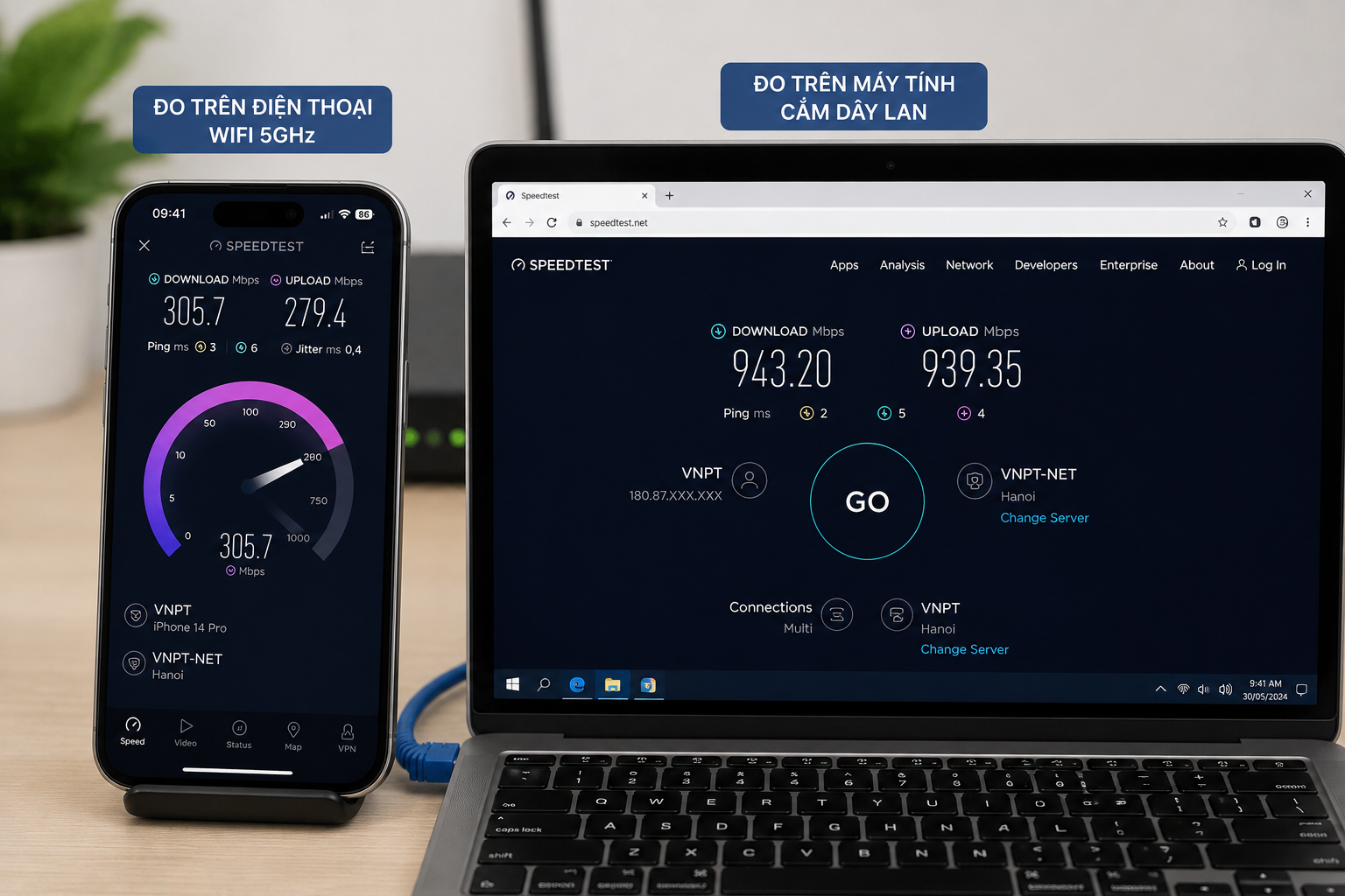 So Sánh đo Tốc độ Qua Wifi Và Mạng Lan